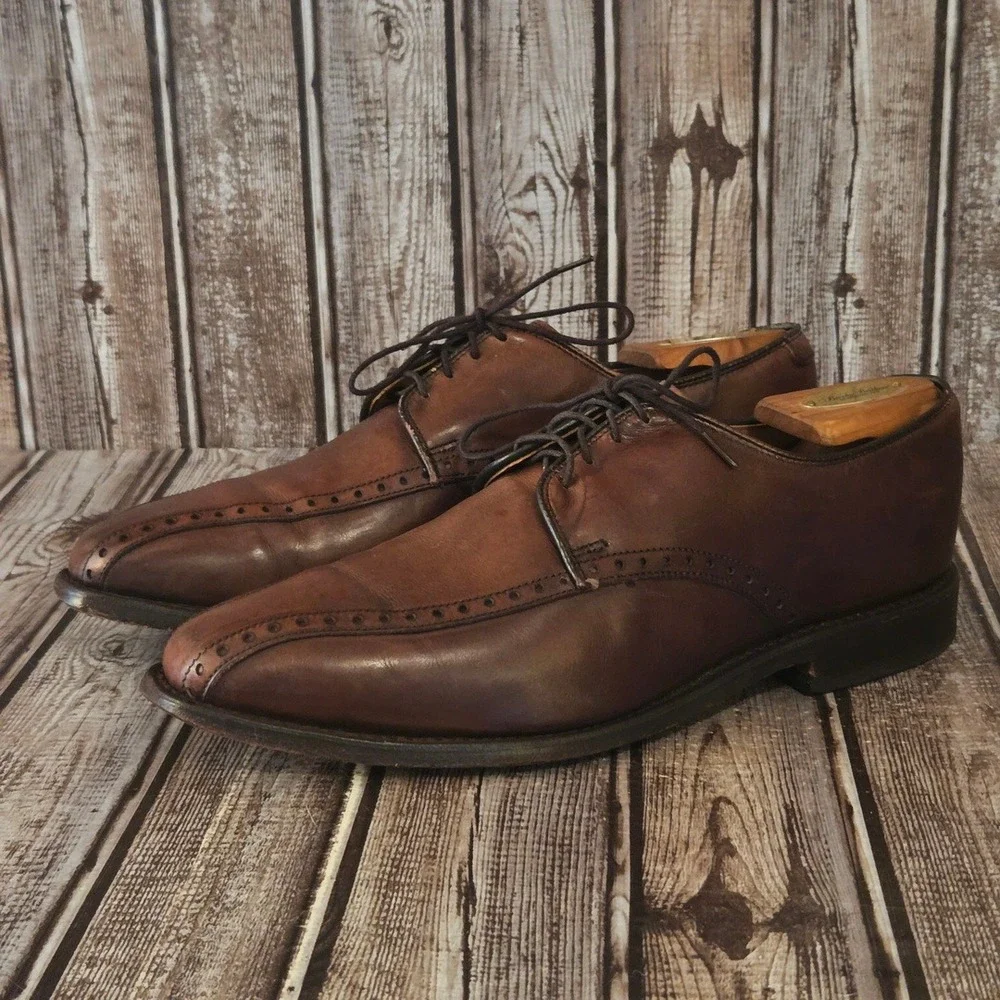 8 D Mens Allen Edmonds Wendell Brown Leather Bicycle Toe Brogue Oxfords Shoes